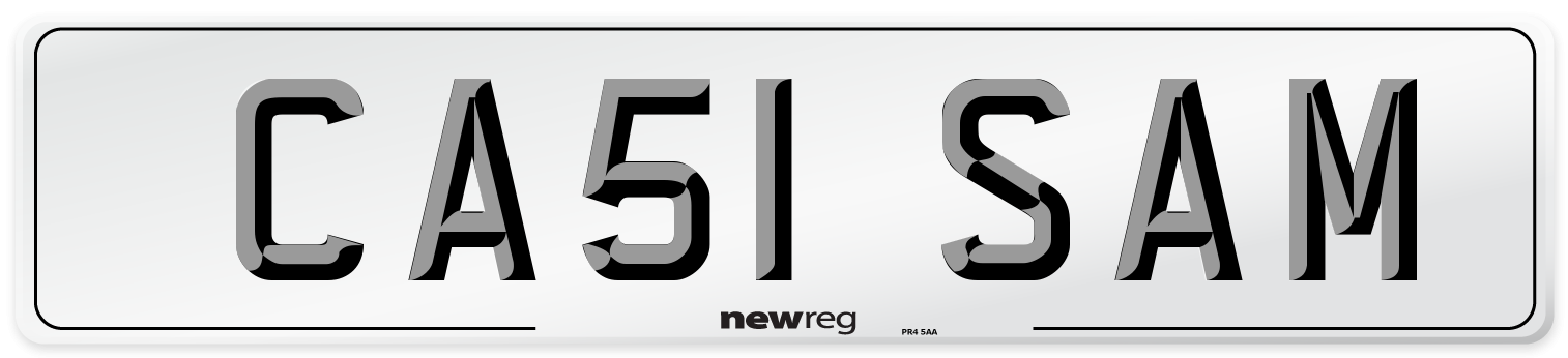 CA51 SAM Number Plate from New Reg